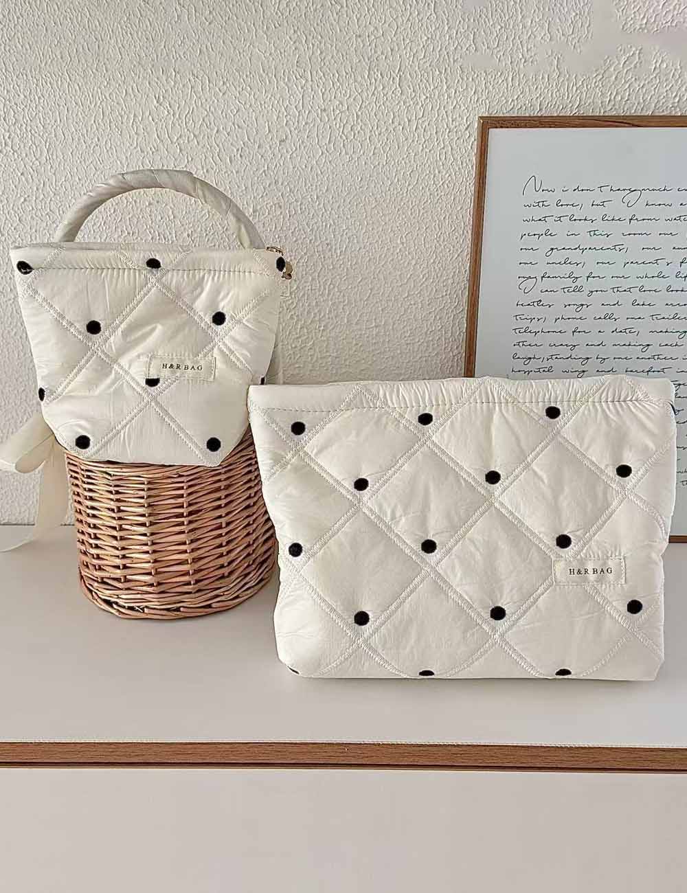 Polka Dot Quilted Makeup Bag - DippedShop Wholesale - #9411