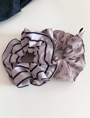 Striped Floral Sweet Scrunchie Hair Tie DP25G404