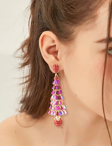 Sweet Zircon Christmas Tree Zircon Earrings DPJE1930