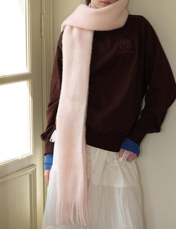 Winter Solid Color Soft Tassel Wool Blend Scarf DP25G568