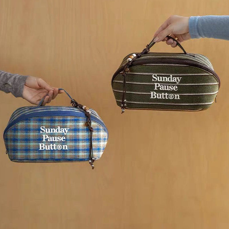 Striped Plaid Waterproof Portable Makeup Bag DP25E651
