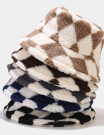 Diamond Pattern Rocker Fleece Bucket Hats DPBH0315