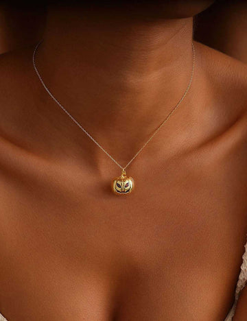 Halloween Spooky Rhinestone Pumpkin Necklace DP25G424