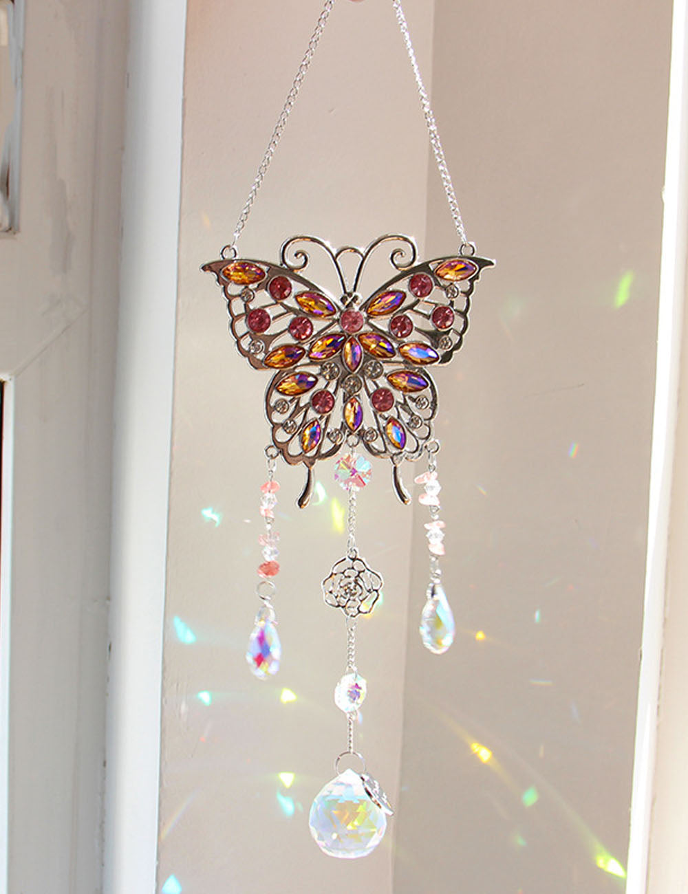 Rhinestone Butterfly Sun Catcher - DippedShop Wholesale - #7859