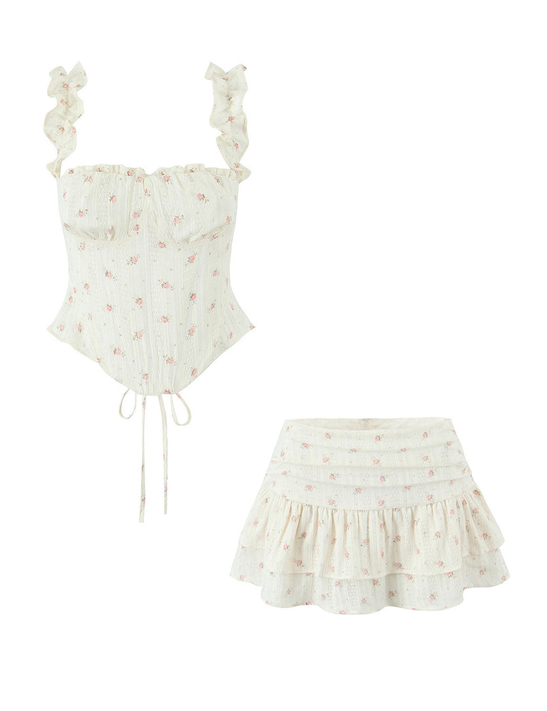 Trendy Floral Crop Top and Skirt Set DP25D445