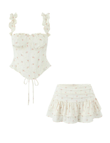 Trendy Floral Crop Top and Skirt Set DP25D445