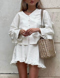 Solid Flounce Top Set - DippedShop Wholesale - #4787