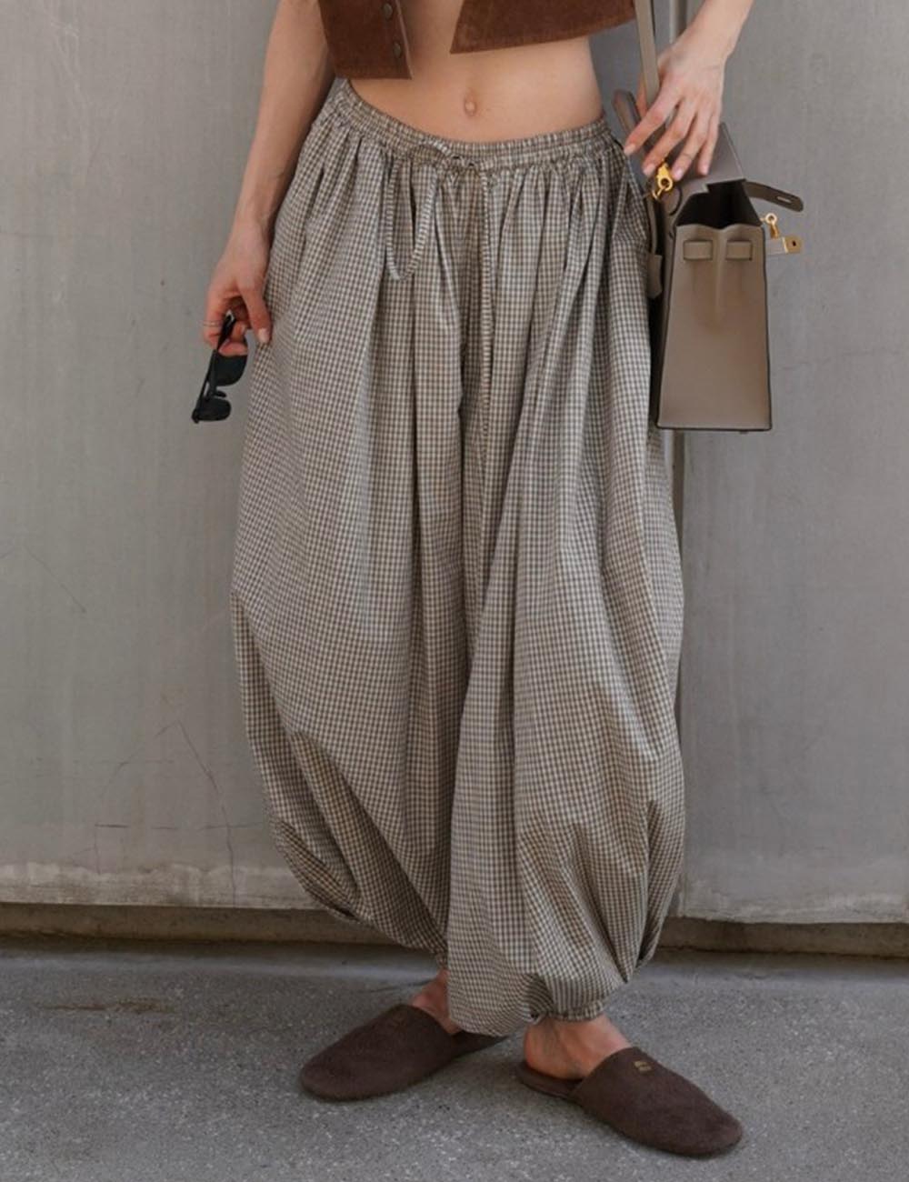 Retro Plaid Lantern Pants - DippedShop Wholesale - #4291