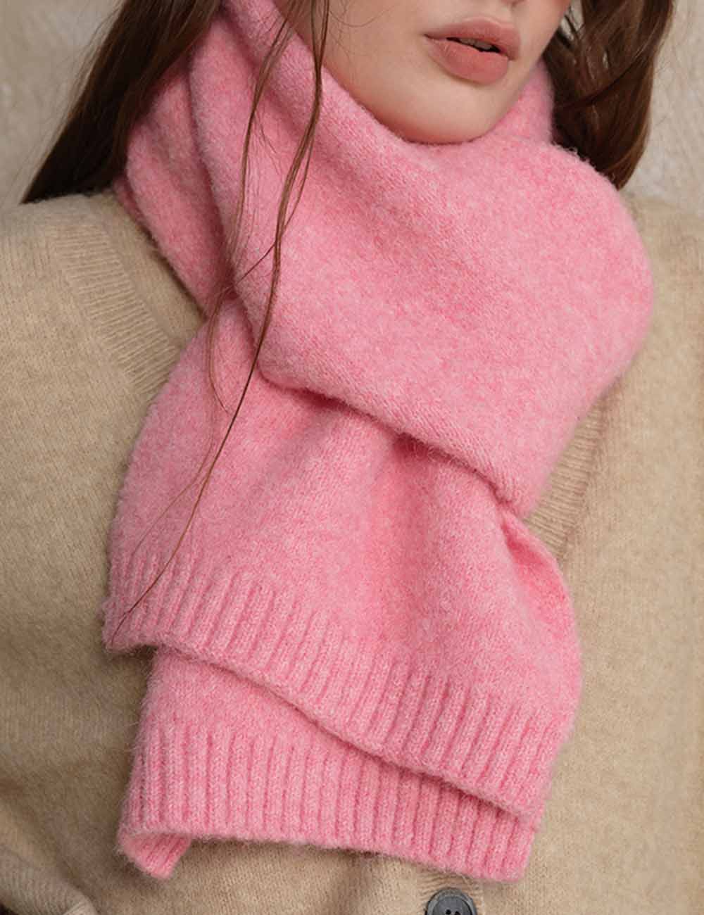 Soft Wool Solid Color Ribbed Winter Scarf DP25F605
