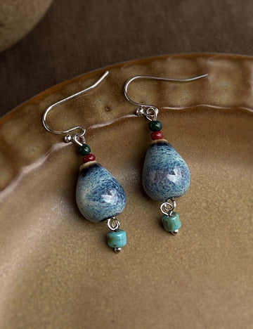Handmade Ceramic Gourd Drop Earrings DP25F787