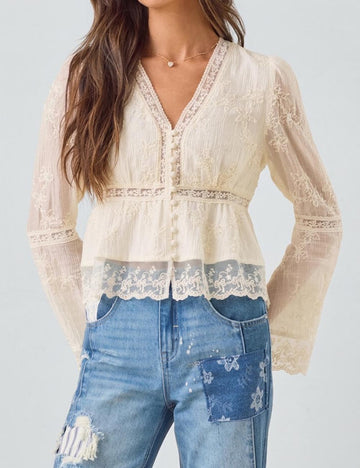 Elegant Lace V-Neck Top - DippedShop Wholesale - #0755