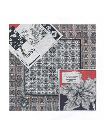 Vintage Floral Check Square Scarf DP25F451