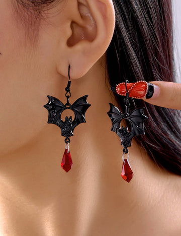 Vintage Gothic Bat Halloween Dangle Earrings DP25G514