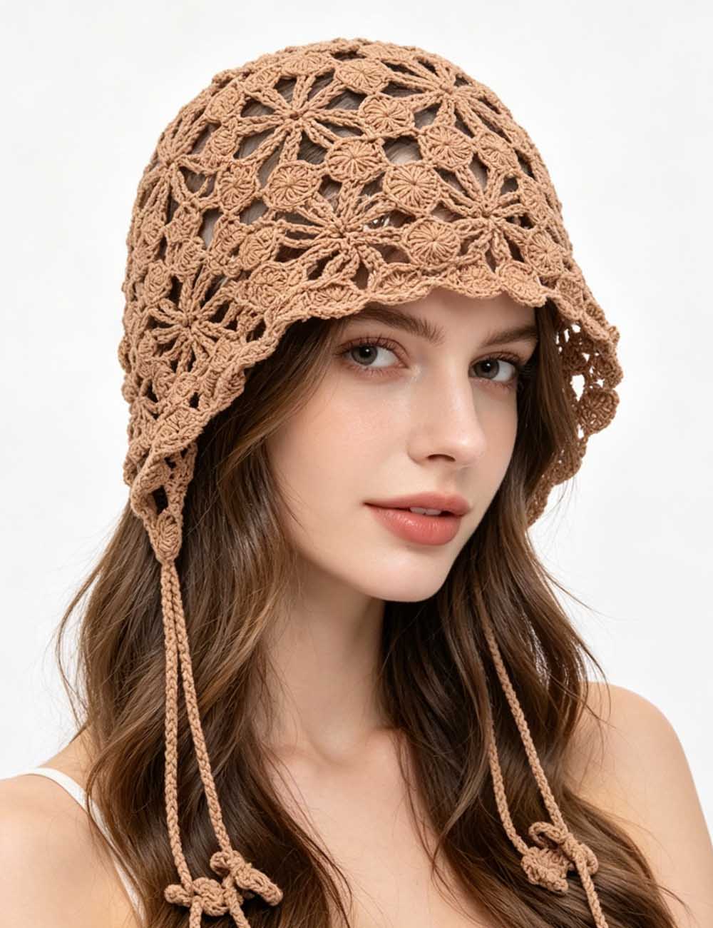 Boho Handmade Crochet Hollow Tassel Beanie Hat MK2CK6W6HAT58