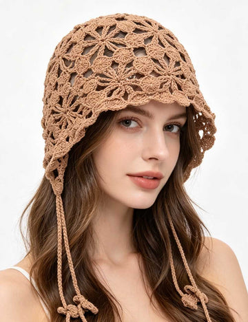 Boho Handmade Crochet Hollow Tassel Beanie Hat MK2CK6W6HAT58