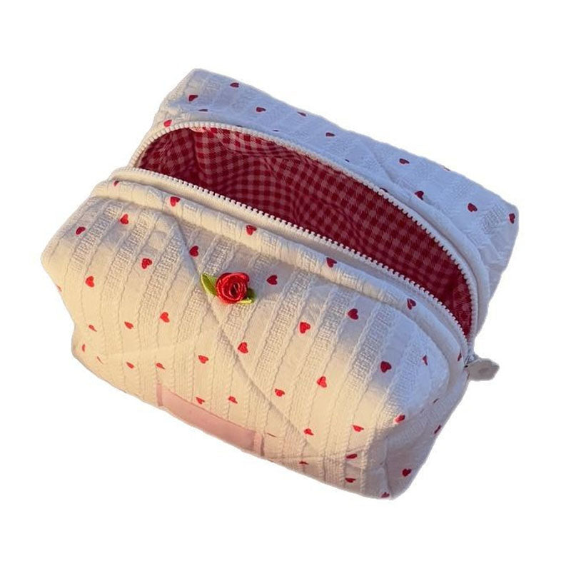 Heart Print Makeup Bag - DippedShop Wholesale - #4611