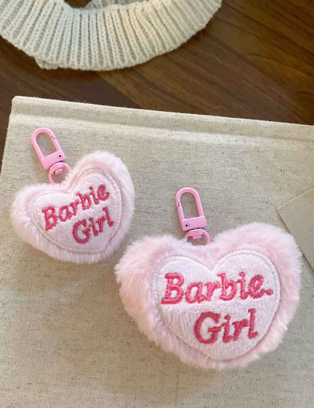 Cute Letter Embroidery Fluffy Heart Bag Charms DP25F583