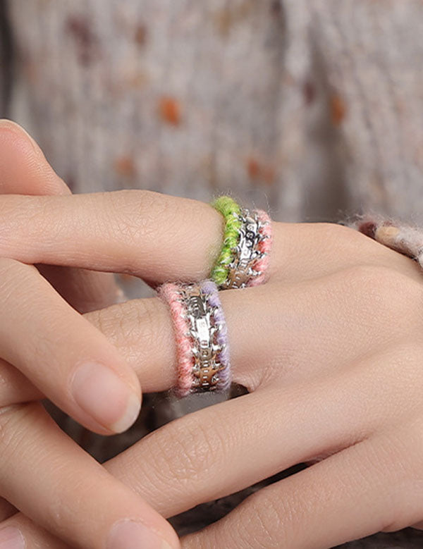 Colorful Yarn Wrapped Open Wide Ring DP25F463