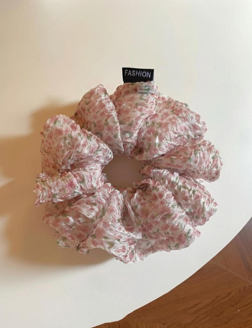 Pink Floral Scrunchie - DippedShop Wholesale - #1219