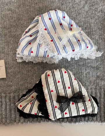Striped Heart Print Bow Knot Hair Claw DP25E882