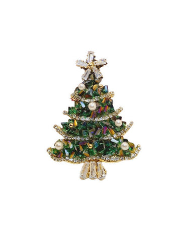 Christmas Tree Rhinestone Brooch DPJB1940