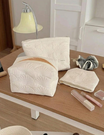 Minimalist Portable Quilted Shell Cosmetic Bag MK2BW6W10BOB421