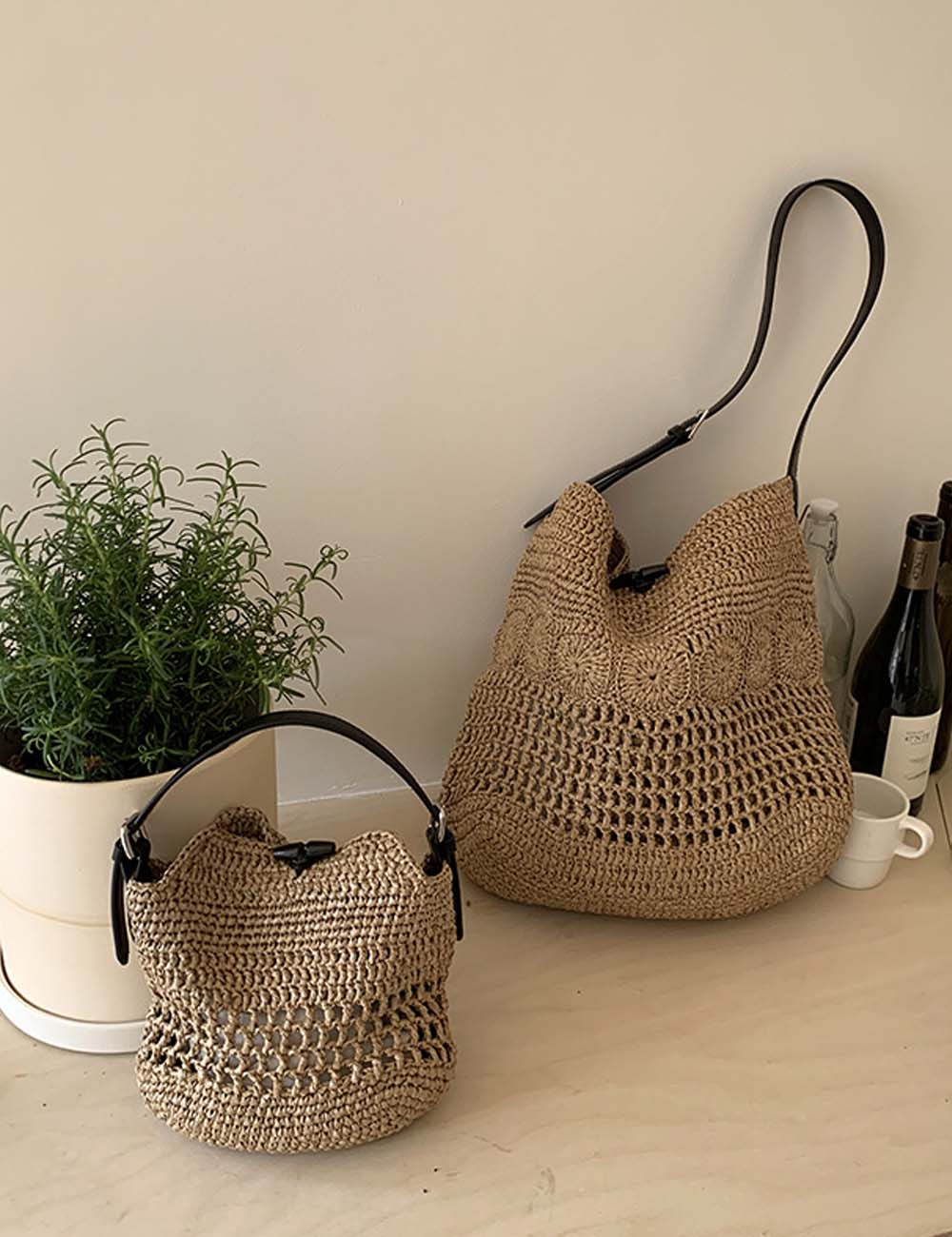Straw Woven Hobo Bag - DippedShop Wholesale - #4659