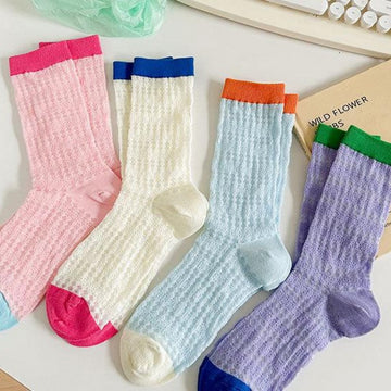 Color Block Thin Mesh Socks DP25C841