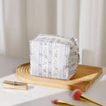Lavender Floral Striped Portable Cosmetic Bag MK2BW6W10BOB419