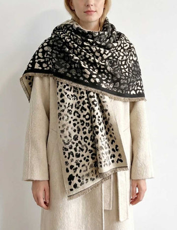 Vintage Leopard Print Warm Shawl Tassel Scarf DP25H673