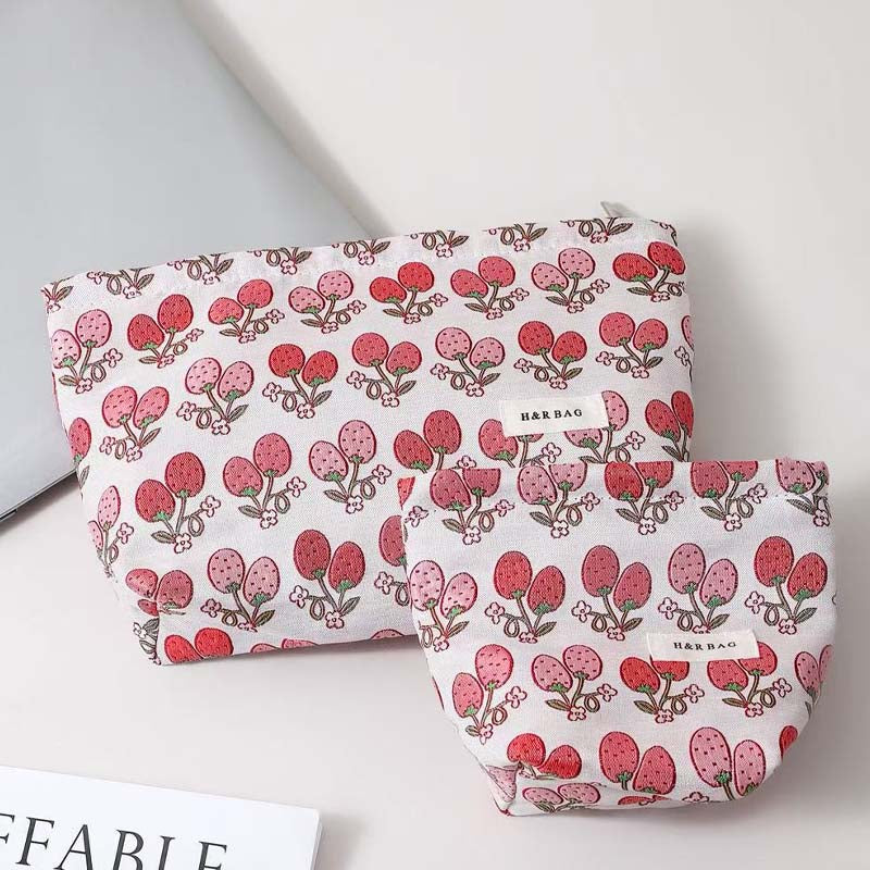 Strawberry Print Cosmetic Bag - DippedShop Wholesale - #4979