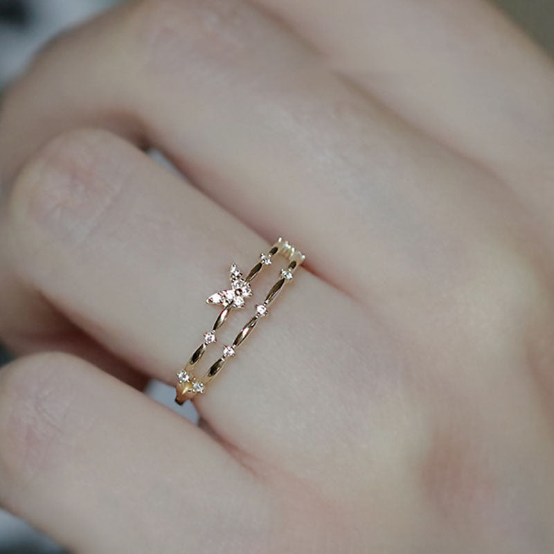 Rhinestone Butterfly Ring - DippedShop Wholesale - #3539