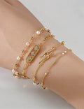 Gold Plated Pearl Bracelet - DippedShop Wholesale - #6947