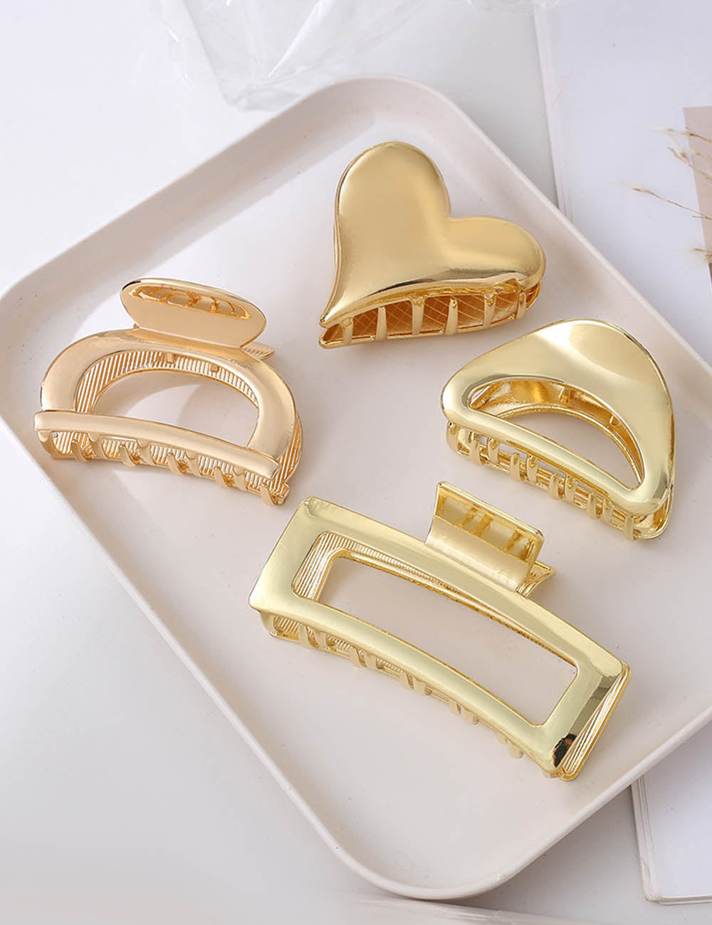 Gold Heart Geometric Hair Clip - DippedShop Wholesale - #6467