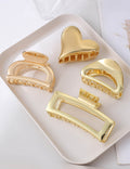 Trendy Gold Heart Geometric Hair Claw Clip MK2MBEP6W6HCP375