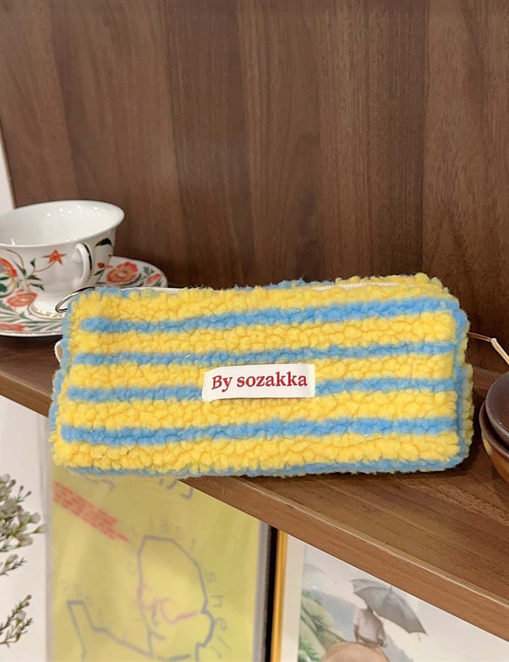 Color Block Plush Large Capacity Storage Bag DP25E940