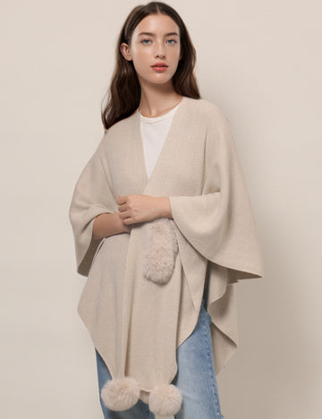 Solid Color Poncho Shawl Knit Cardigan DPT4797