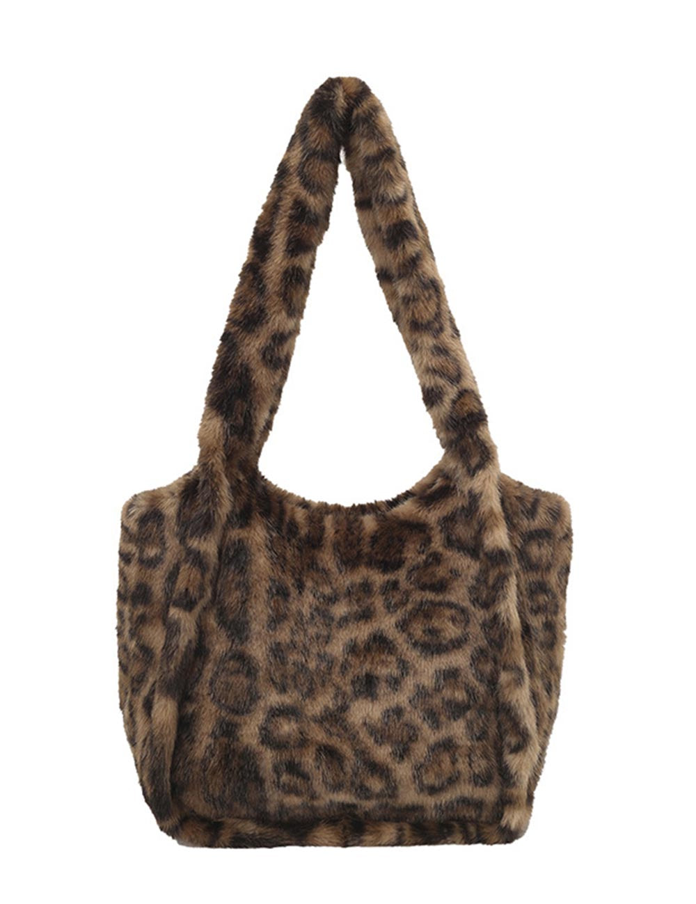 Retro Leopard Print Furry Tote Shoulder Bag DP25G671