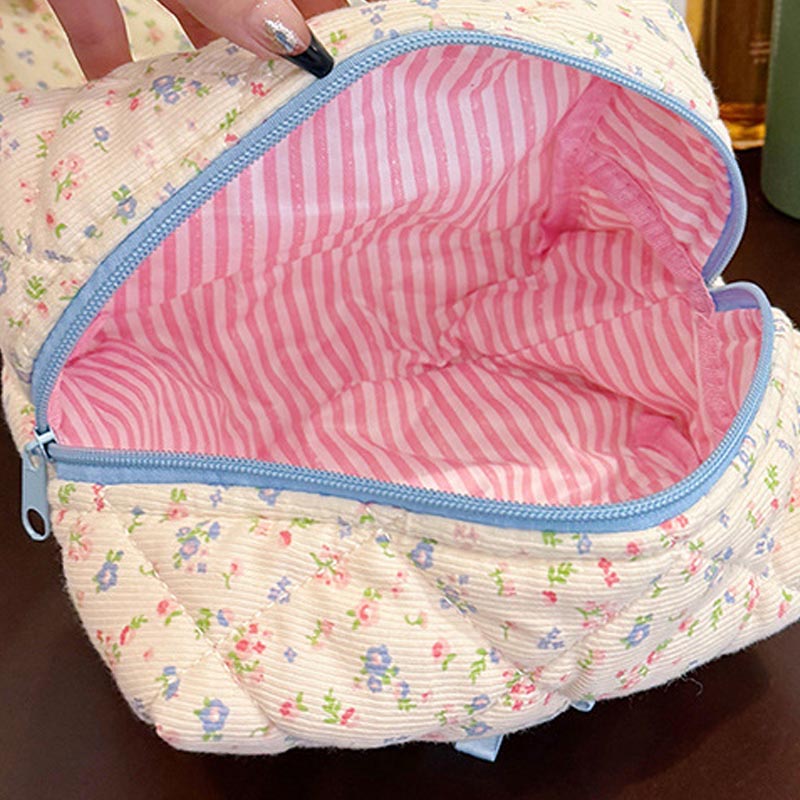 Quilted Floral Cosmetic Bag - DippedShop Wholesale - #9171