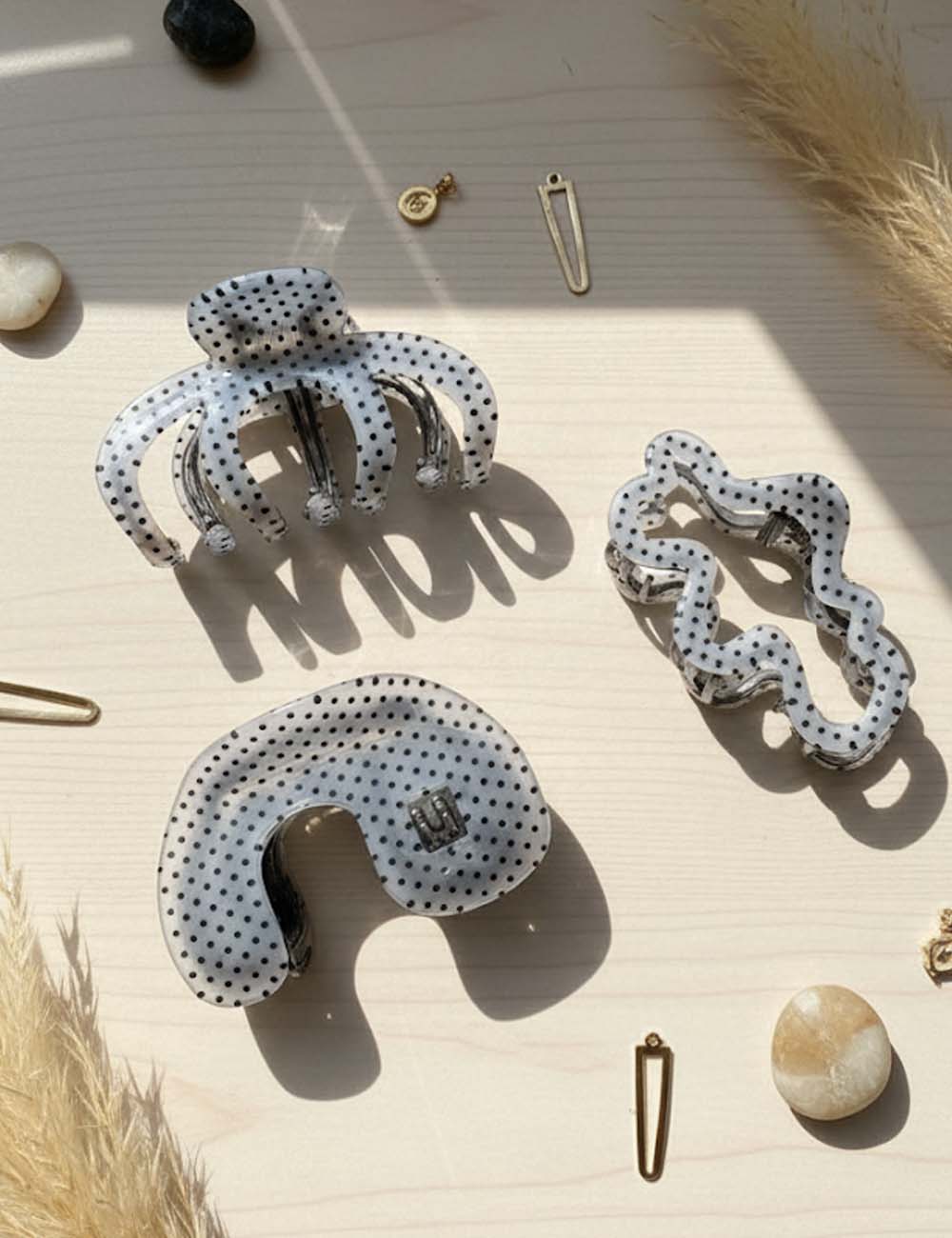 Color Block Polka Dots Hair Claw Clips DP25F996