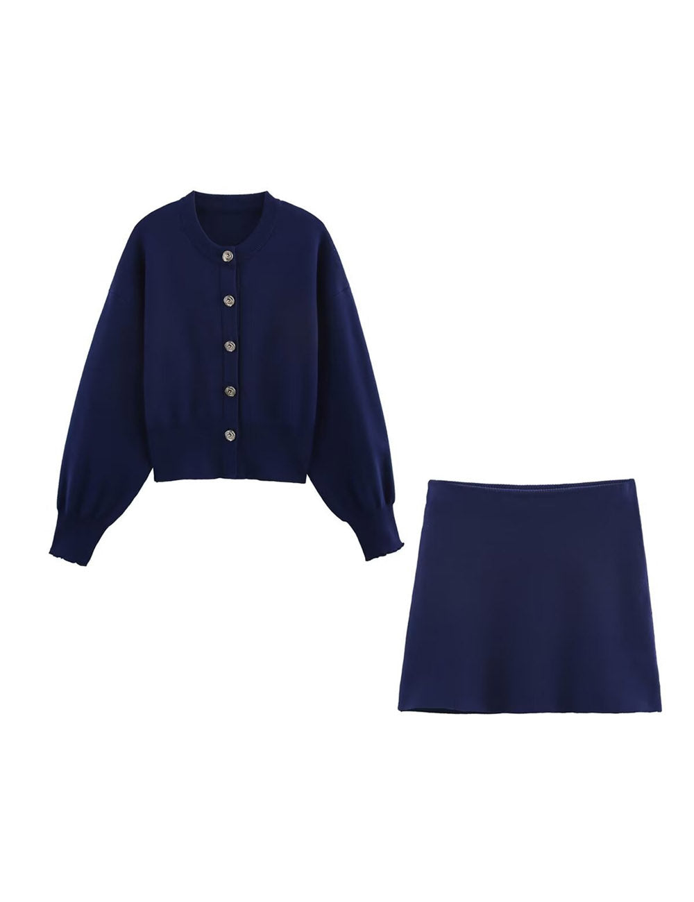 2-Piece Button Down Cardigan Mini Skirt Outfit Set DP25F724