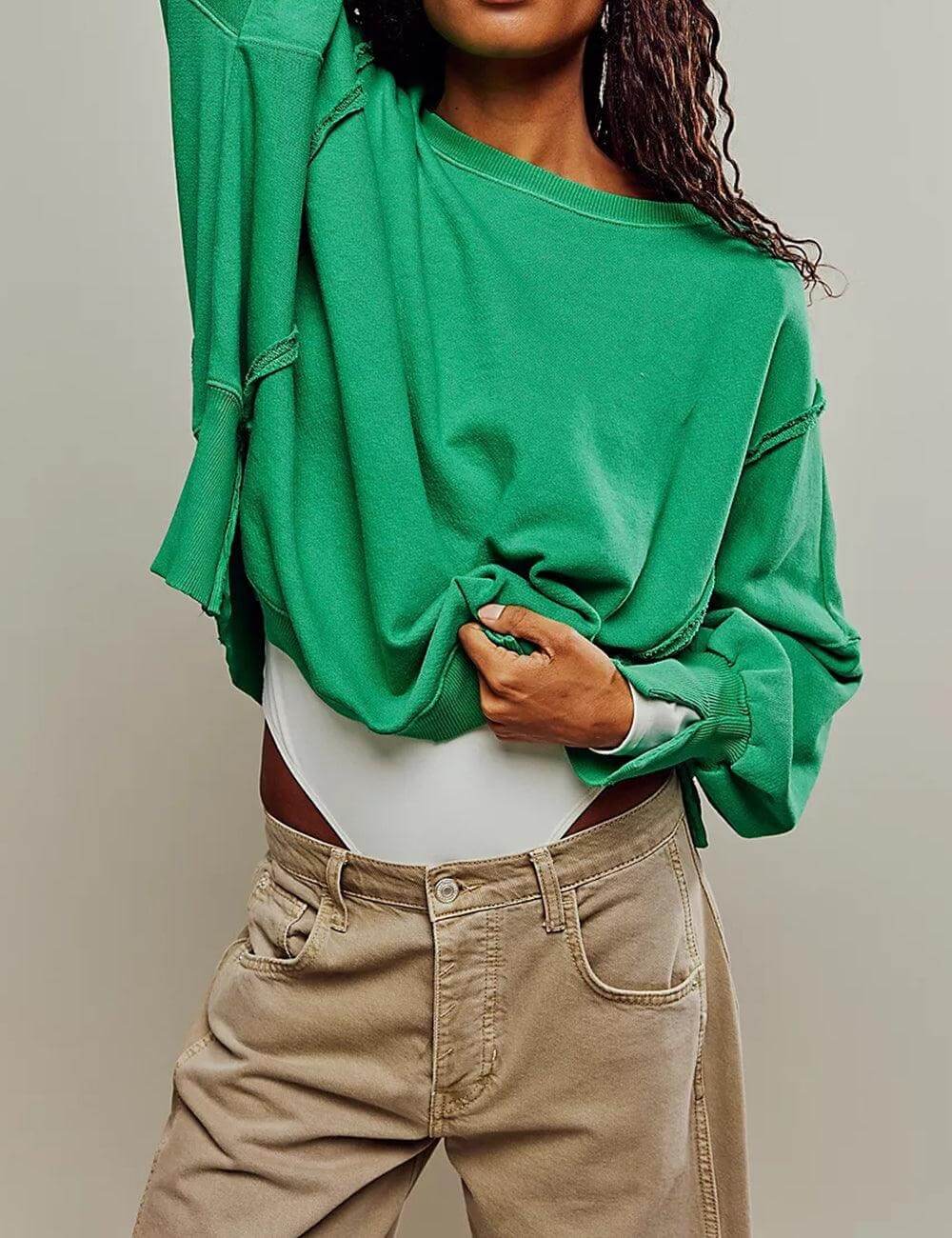 Solid Round Neck Split Hoodie - DippedShop Wholesale - #2083