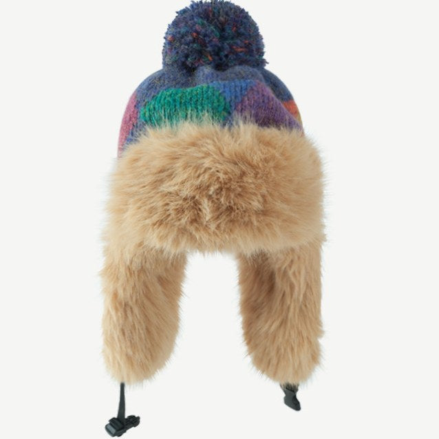 Vintage Color Block Knit Plushed Pom Hat DPH1328