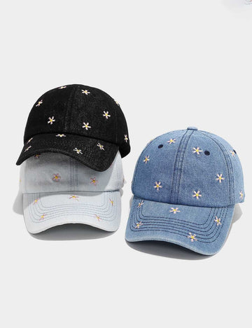 Embroidered Daisy Baseball Cap - DippedShop Wholesale - #3955