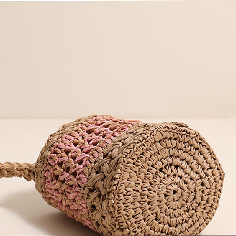 Color Contrast Straw Handbag - DippedShop Wholesale - #1123