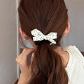 Bowknot Pearl Polka Hair Tie - DippedShop Wholesale - #3875