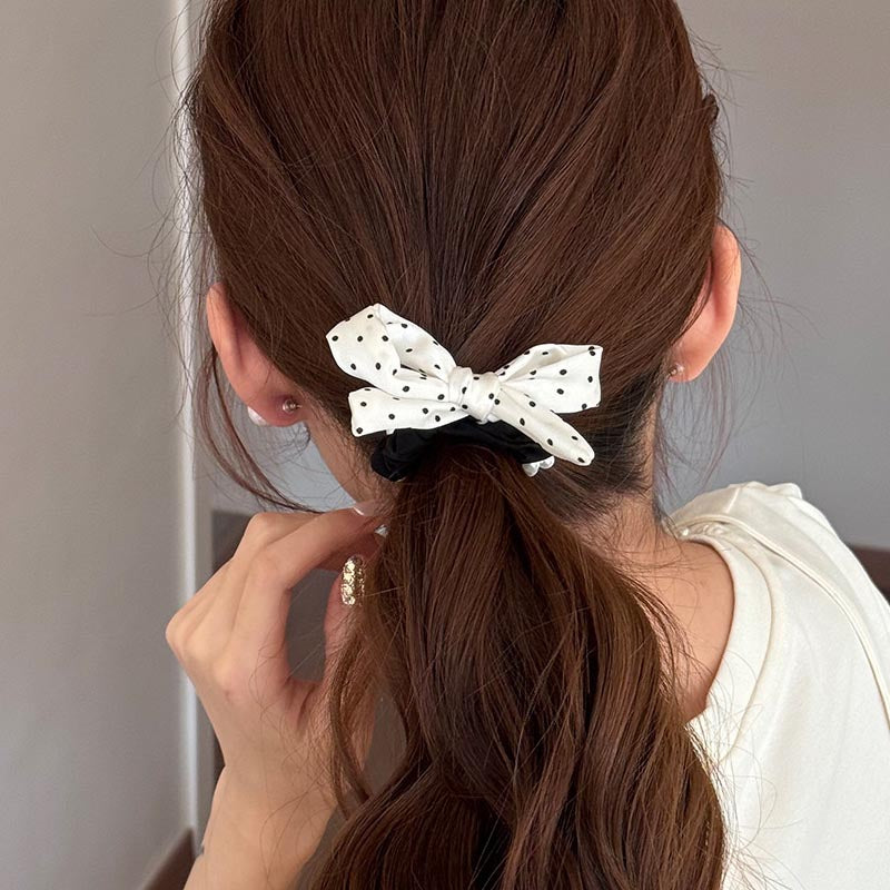 Bowknot Pearl Polka Hair Tie - DippedShop Wholesale - #3875