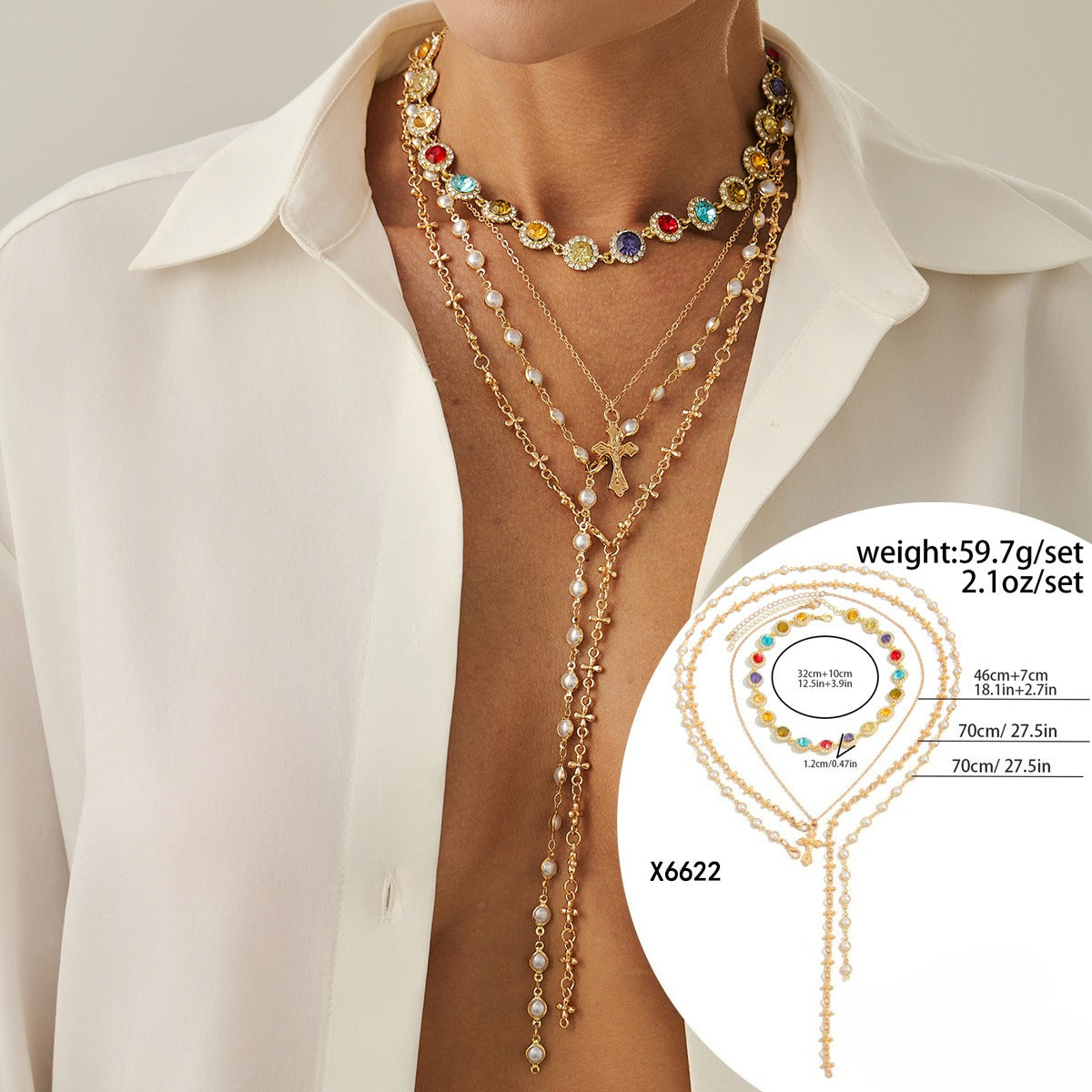 Layered Cross Pendant Necklace - DippedShop Wholesale - #8963