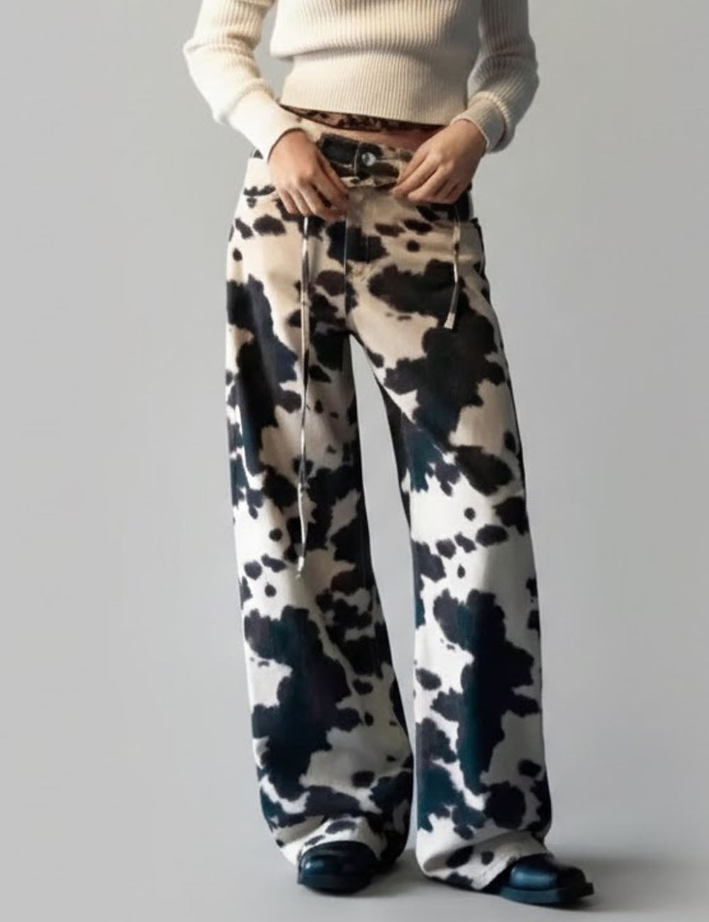 Vintage Cow Print Jeans - DippedShop Wholesale - #5987