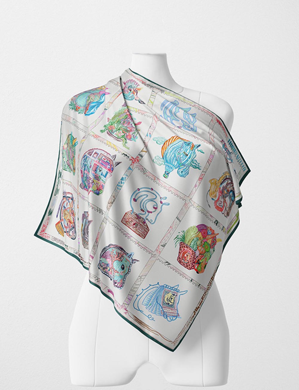 Splicing Colorful Art Print Square Satin Scarf DP25F448